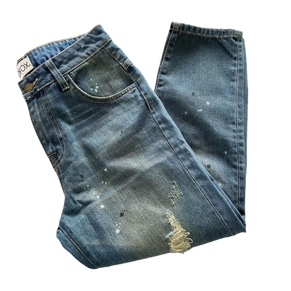 WILDFOX Baggy Jeans Size 24 NWT Crop Paint Splatter Distressed Da Vinci Wash - Picture 8 of 12